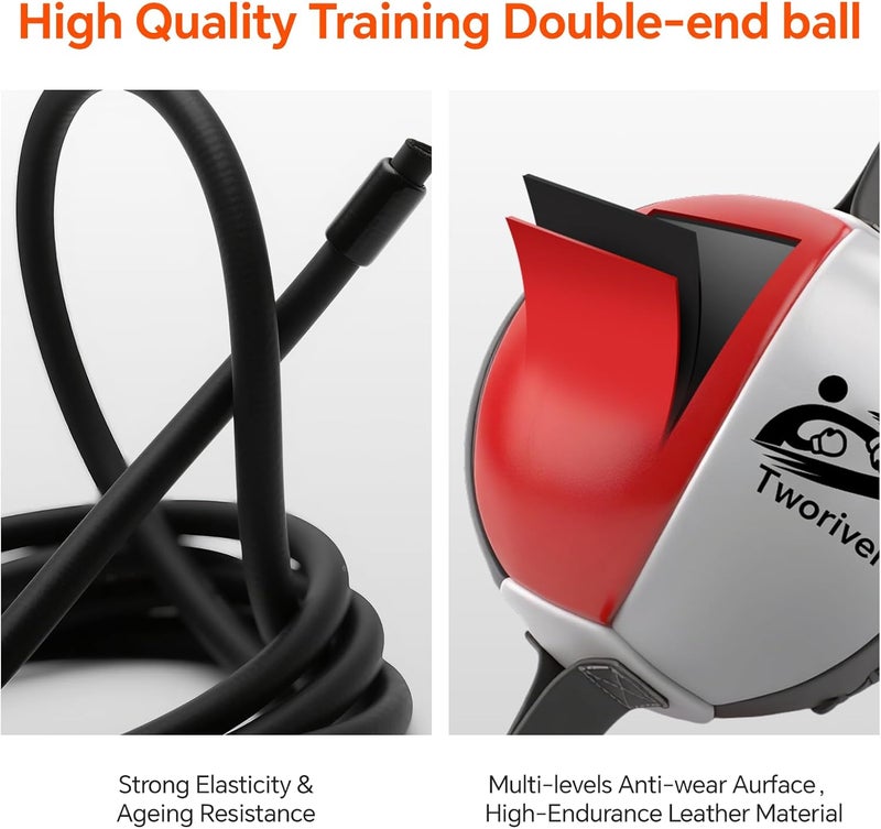 SANJOIN Double End Bag Boxing, Adjustable Cords Punching Bag Boxing Ball Speed Reflex Bags, Home Gym Punching Training Equipment Set for Reaction Agility Hand Eye Coordination, Good for Adults & Kids - Image 5